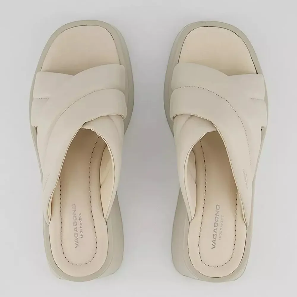 Vagabond Shoemakers Courtney Cross Puffy Platform Slides 40 Ivory Chunky Y2K